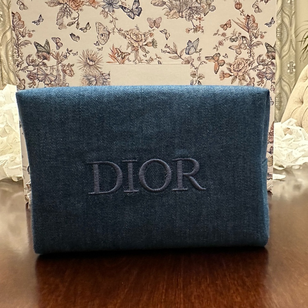 NWT Dior Denim Pouch Makeup Bag